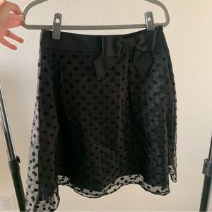 A Line Velvet Sheer Polka Dot Midi Skirt 🖤